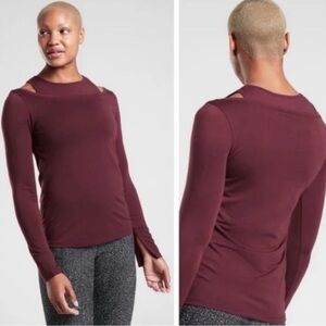 Athleta Maroon Essence Groove Long Sleeve Top